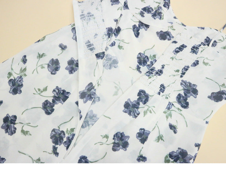 Printed drawstring long dress