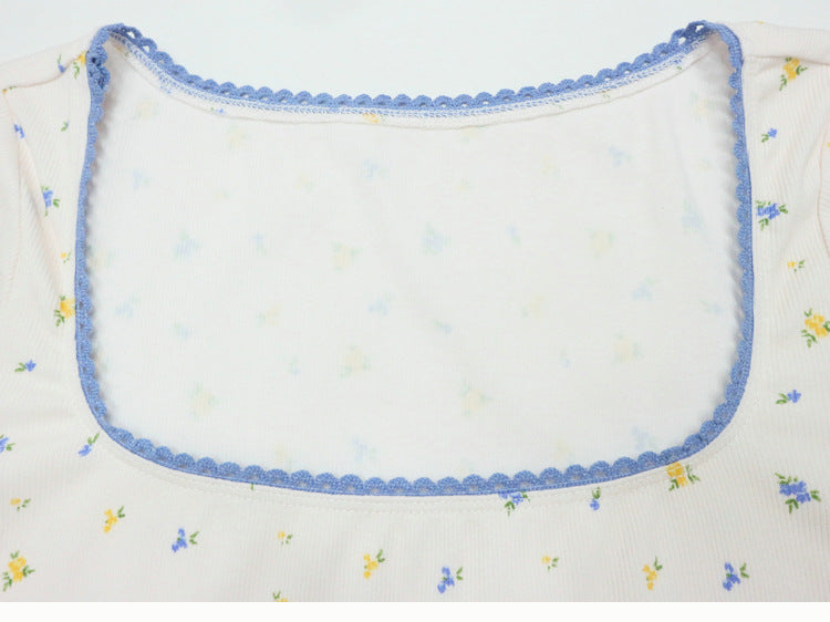 Printed square neck top