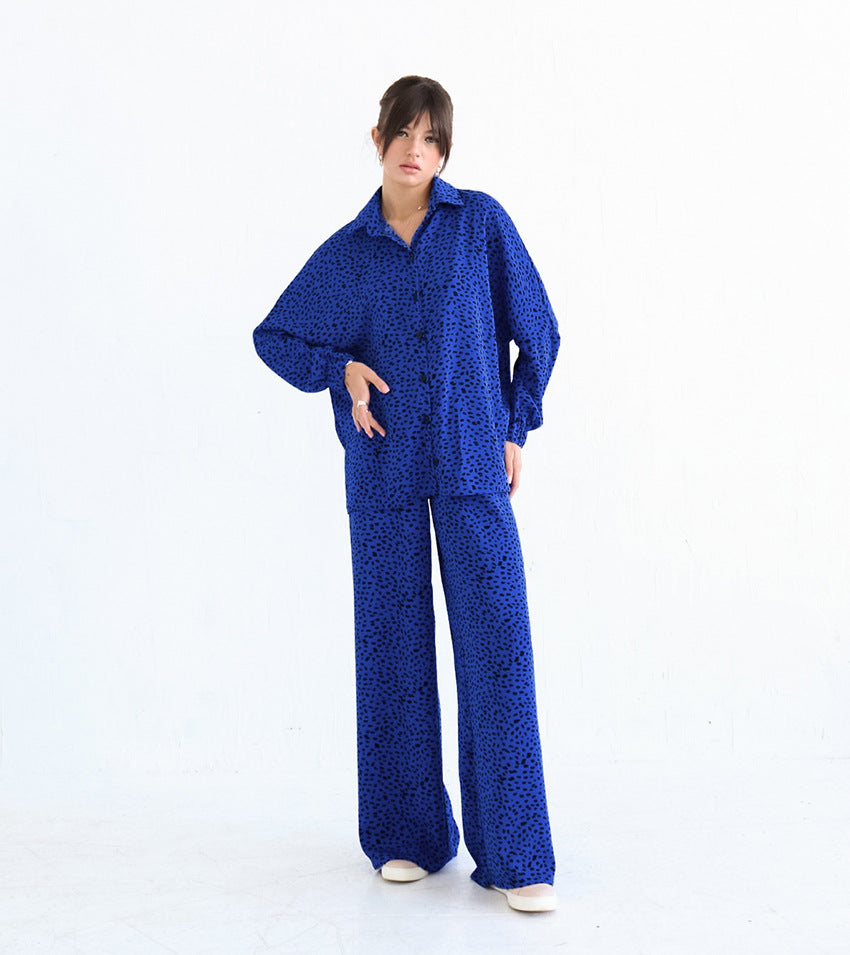 Blue cardigan home clothing suit