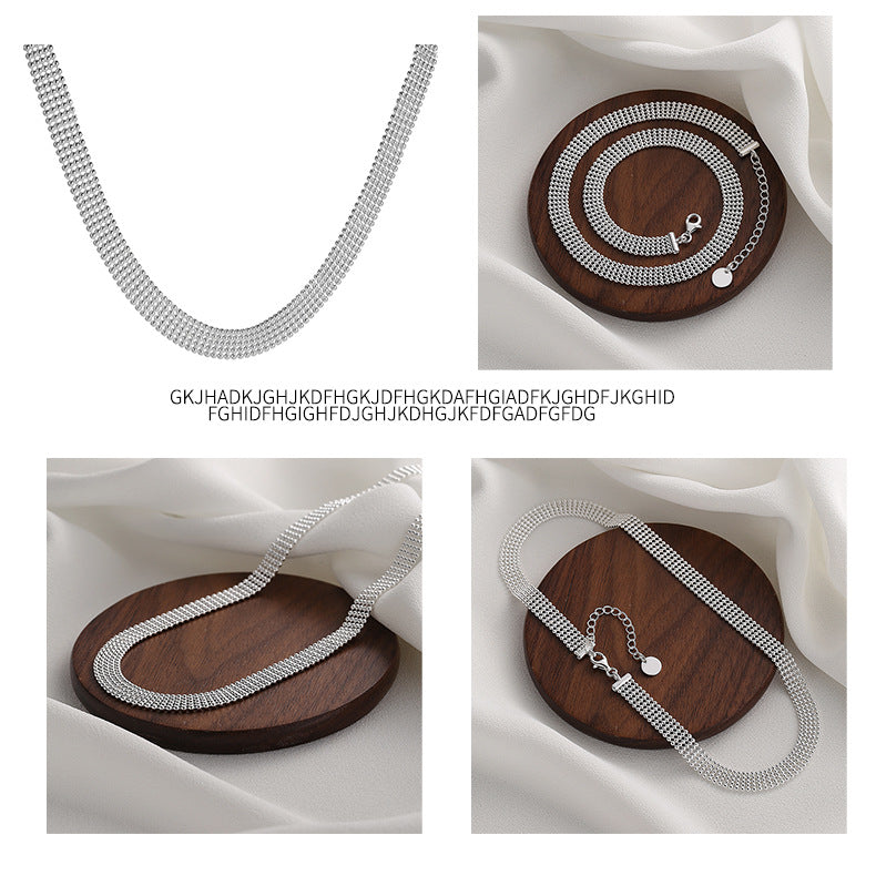 Five row thick chain silver necklace