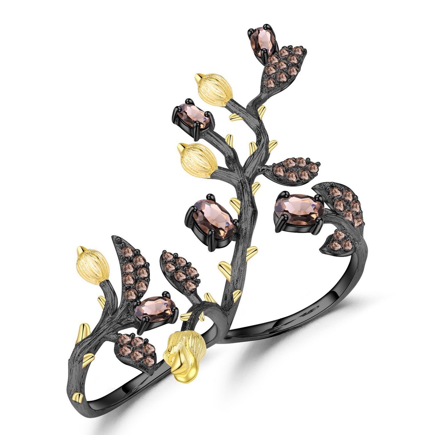 Natural treasure double finger ring