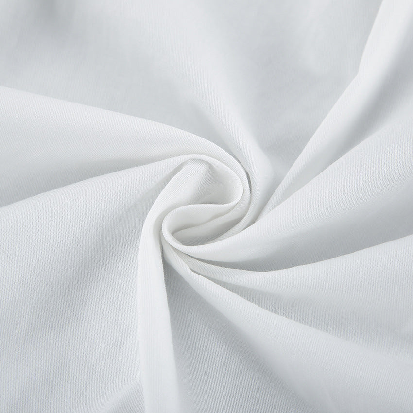 V-neck waistband white dress
