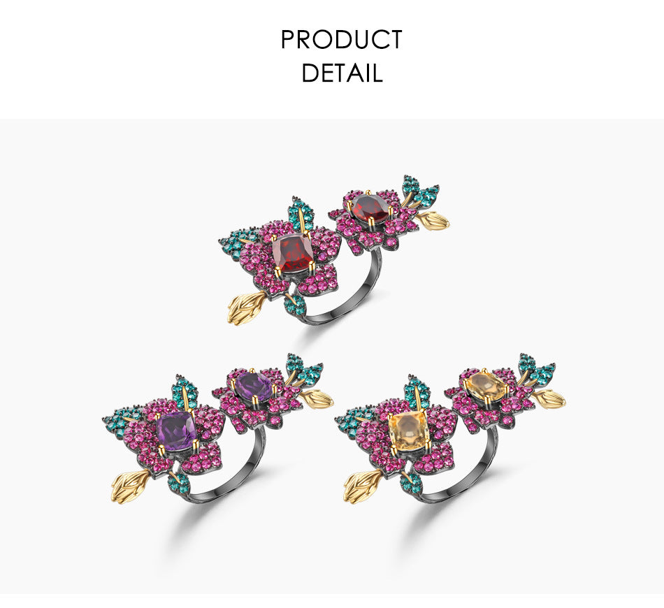 Natural crystal ring