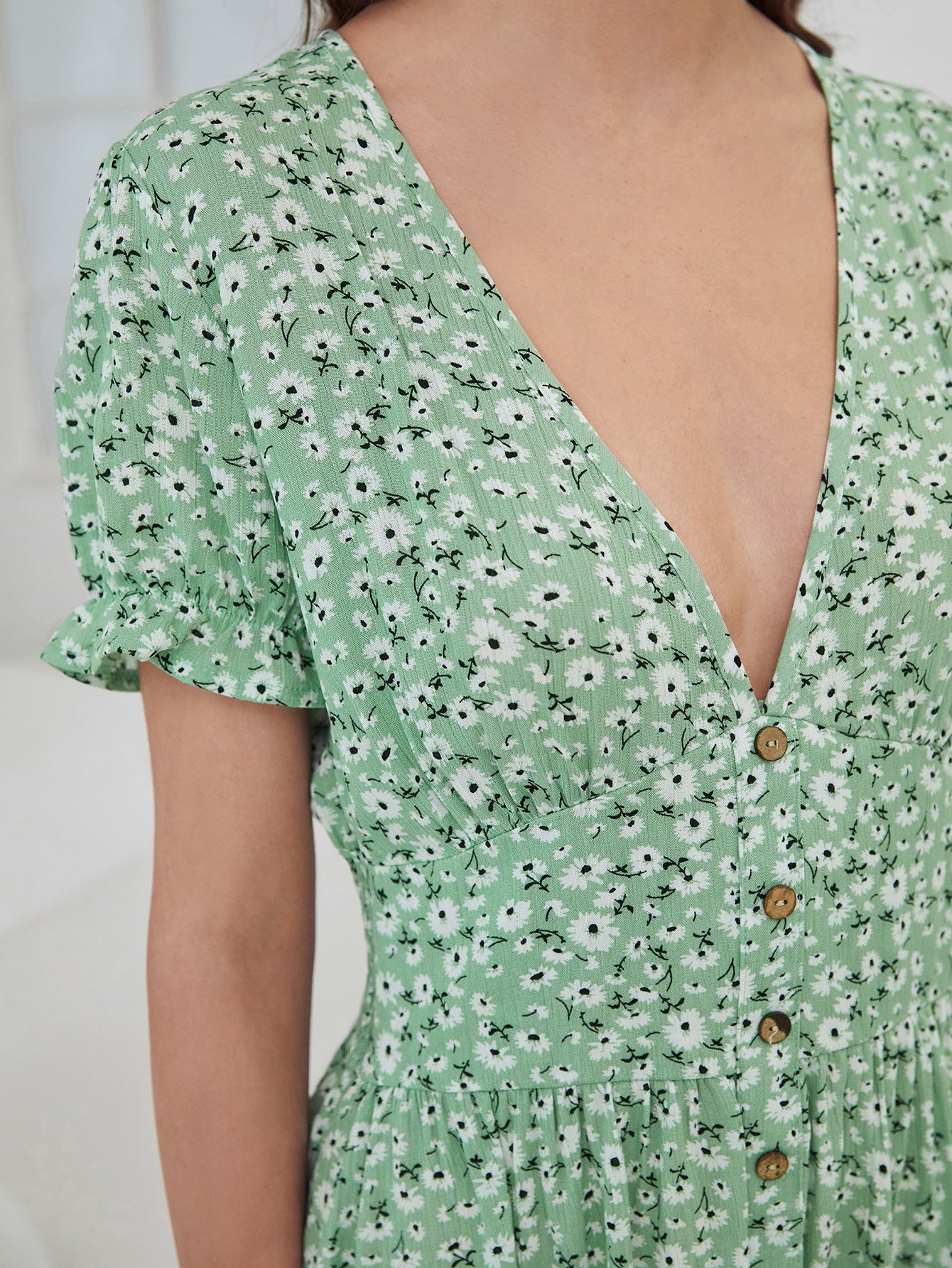 V-neck printed dress