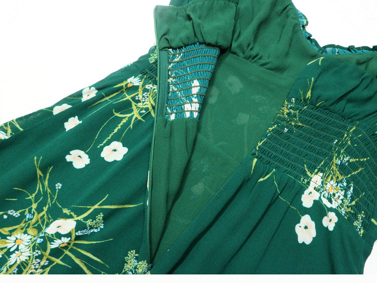 Printed short v-neck dress