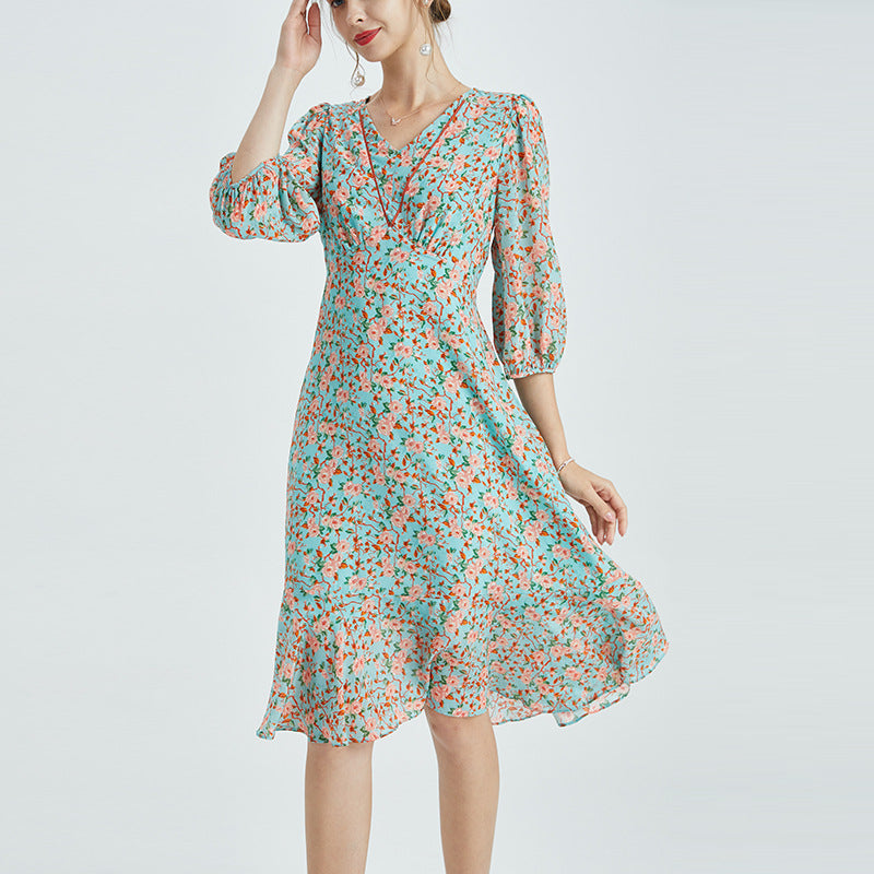 Mulberry silk floral dress