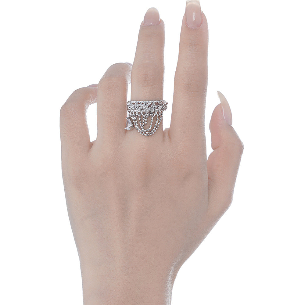 Hollow chain silver ring