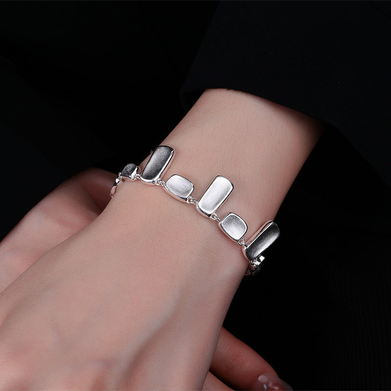 Handmade frosted silver bracelet
