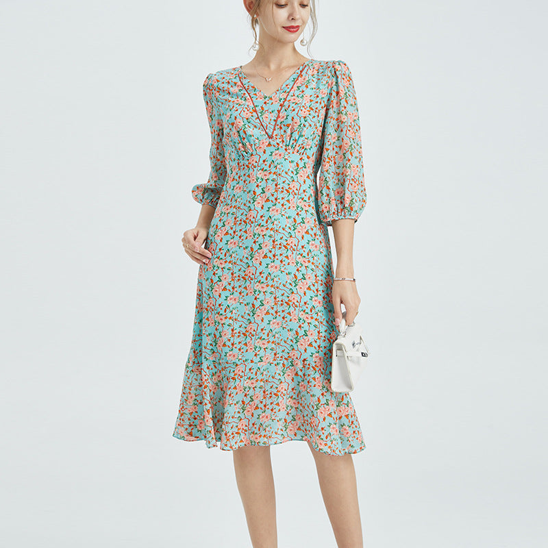 Mulberry silk floral dress