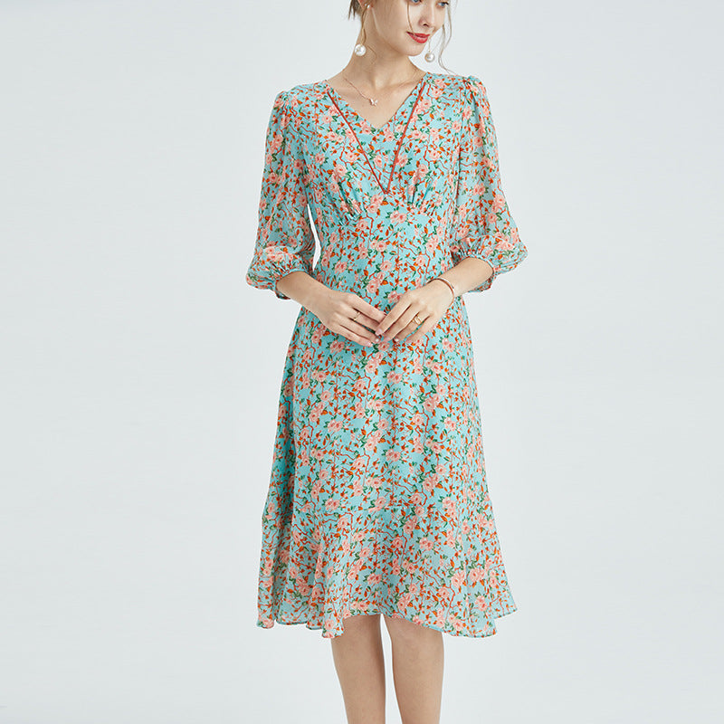 Mulberry silk floral dress