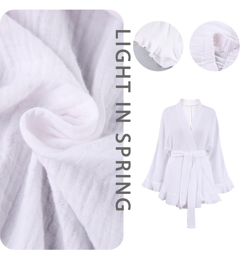 Cotton long sleeved shorts suit