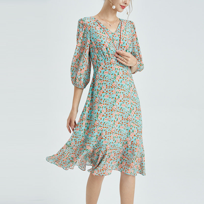 Mulberry silk floral dress