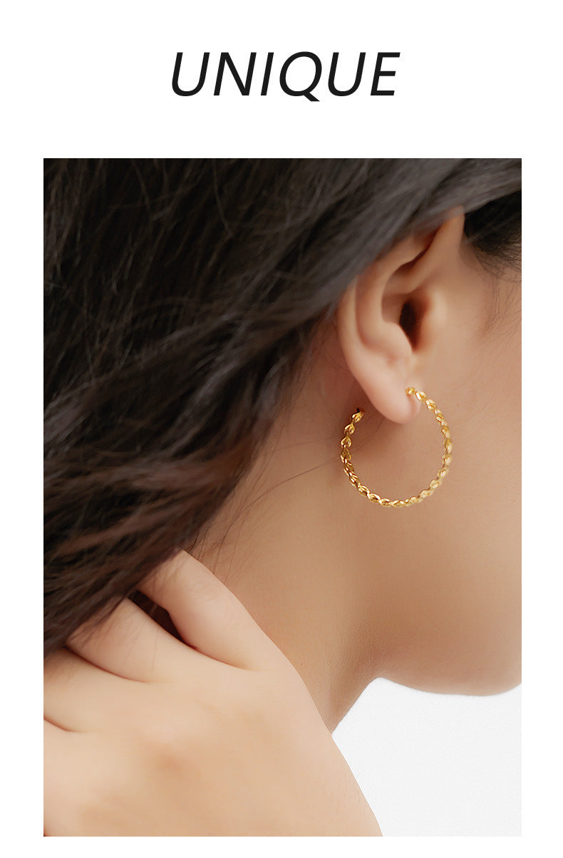 Hollow circle silver earrings