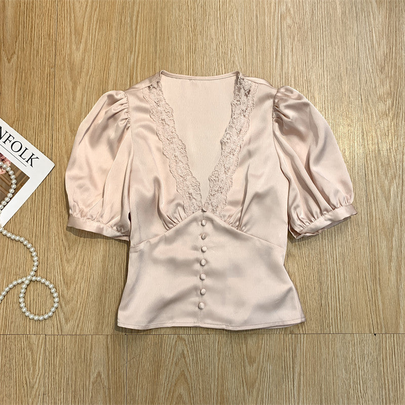 Lace v-neck shirt top