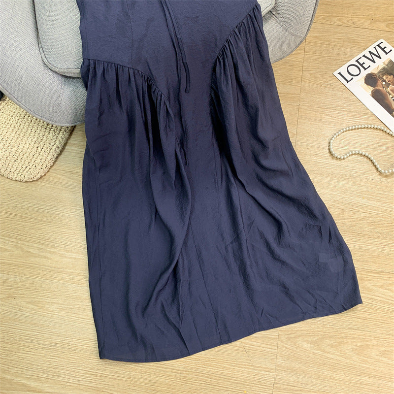 Lace up slim sleeveless dress