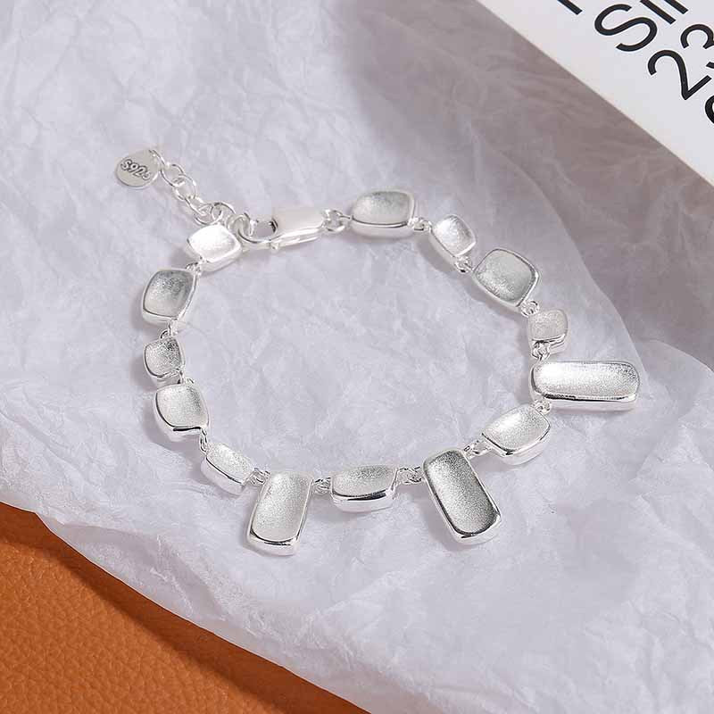 Handmade frosted silver bracelet