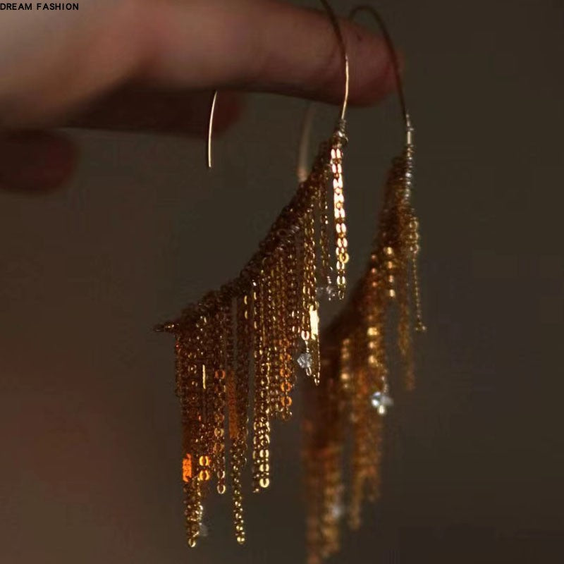 Tassel pendant silver earrings