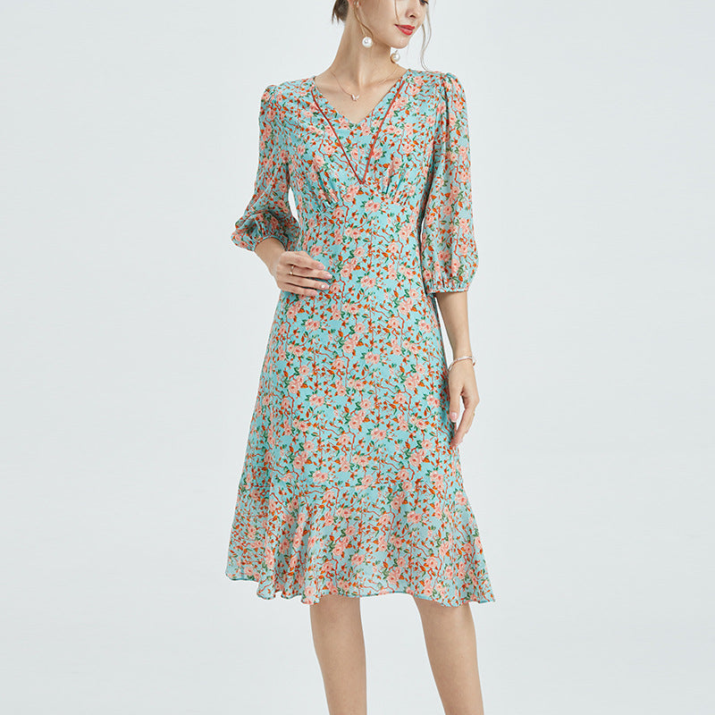 Mulberry silk floral dress