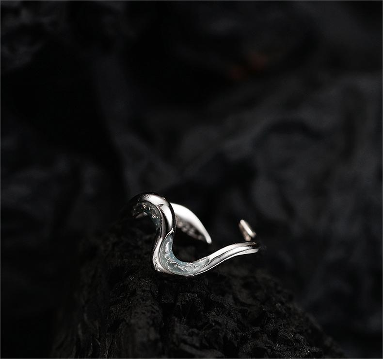 Ice blue drop silver ring