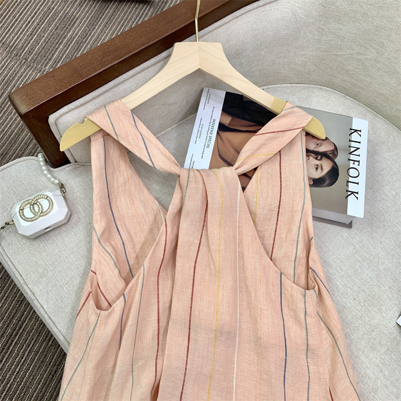 linen v-neck dress