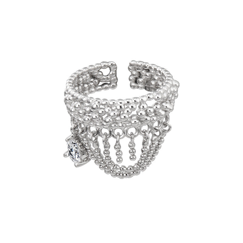 Hollow chain silver ring