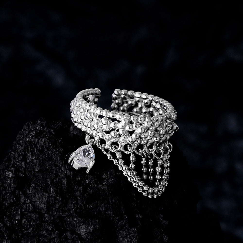 Hollow chain silver ring