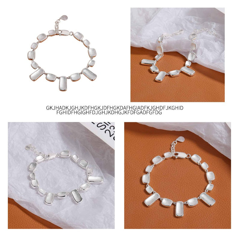 Handmade frosted silver bracelet