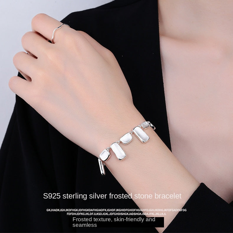 Handmade frosted silver bracelet