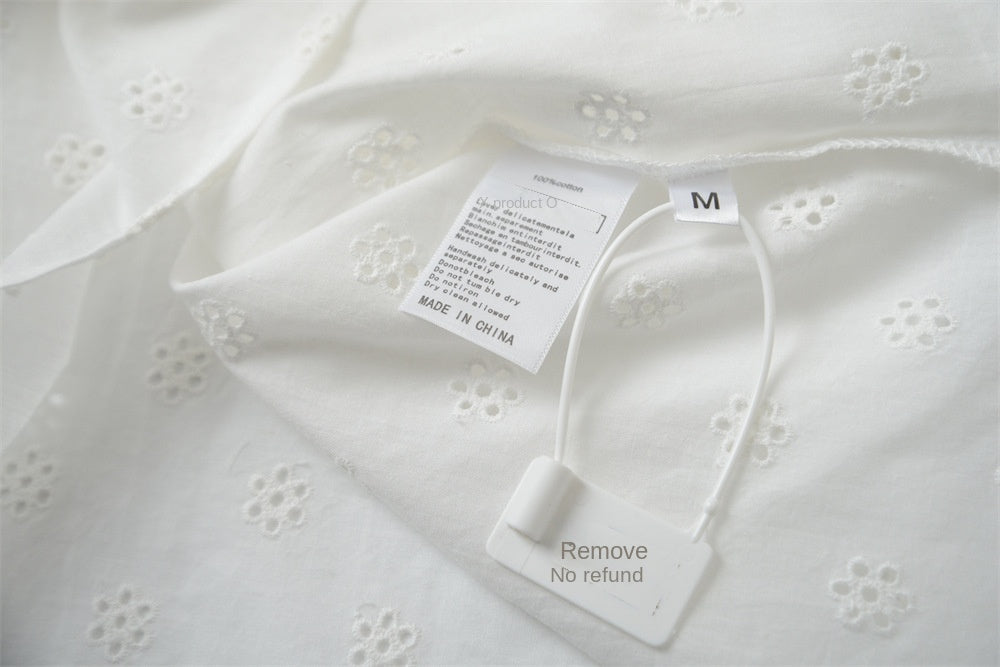 Hollowed pattern round neck shirt