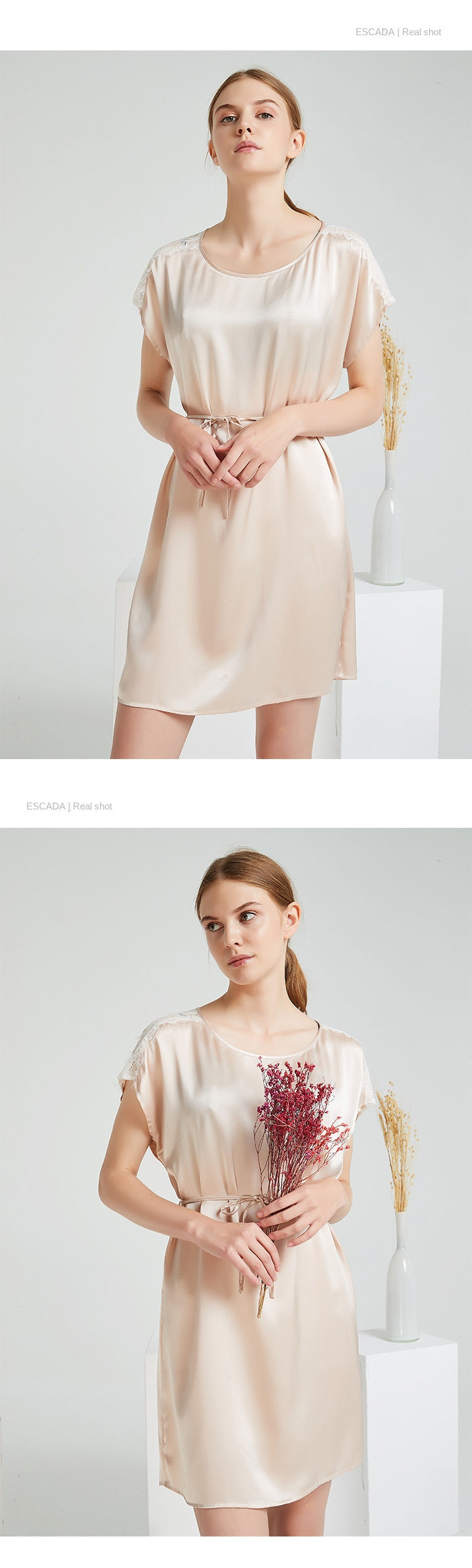 100% mulberry silk pajama dress