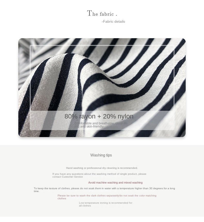 Loose round neck striped shirt