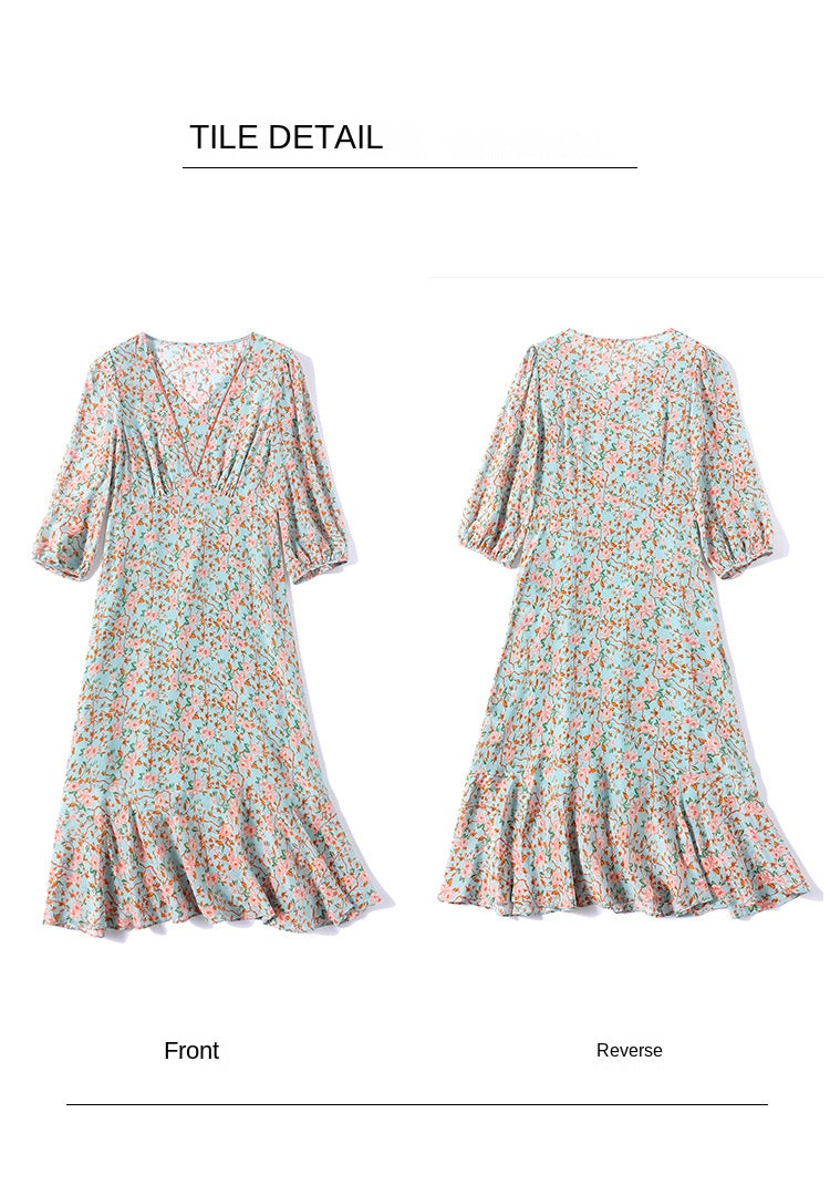 Mulberry silk floral dress