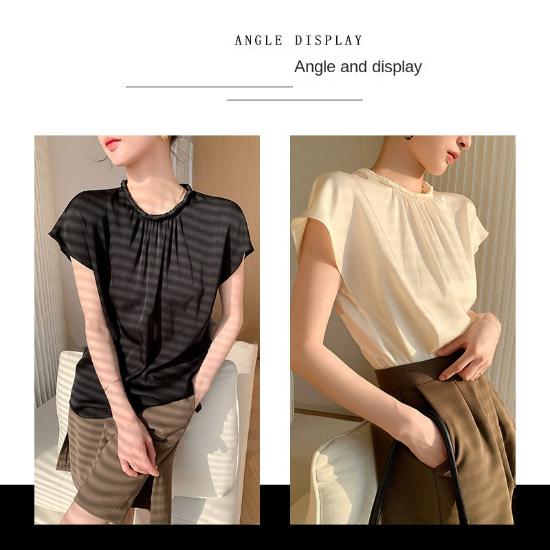 Satin short sleeved t-shirt top