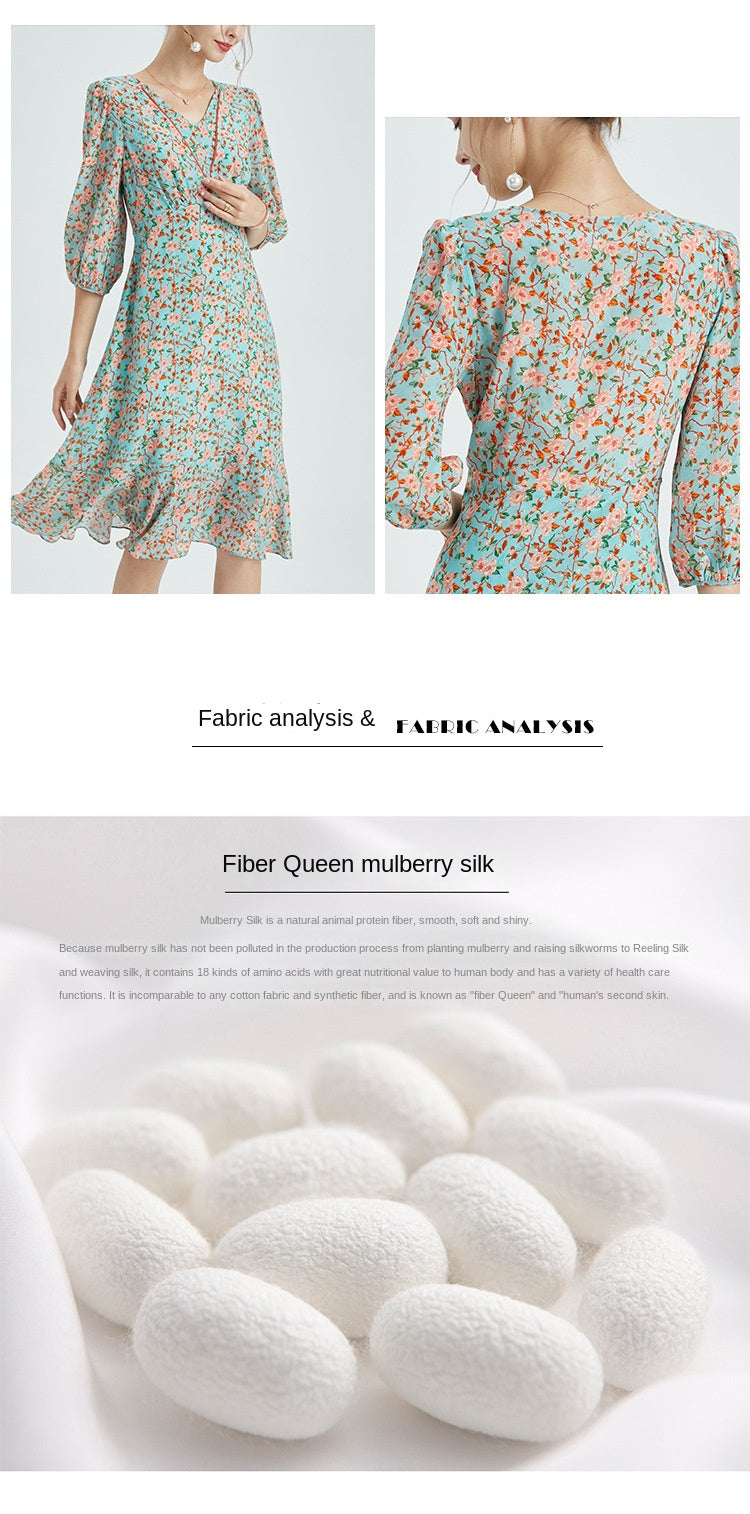 Mulberry silk floral dress