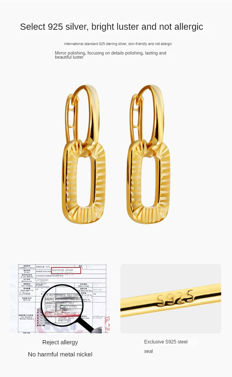 Rectangle silver earrings