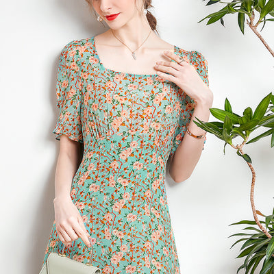 Mulberry silk floral dress
