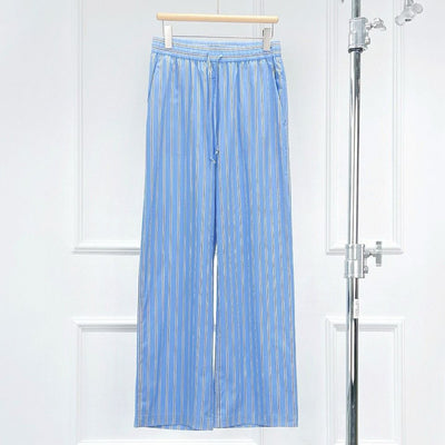 Cotton striped wide leg pants