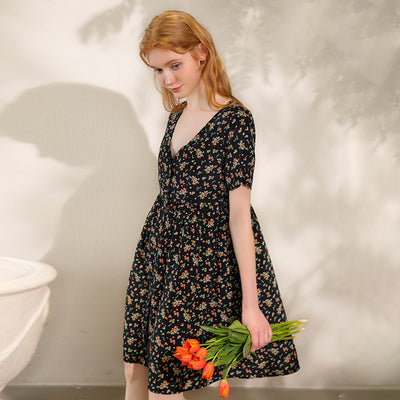 Mulberry silk floral dress