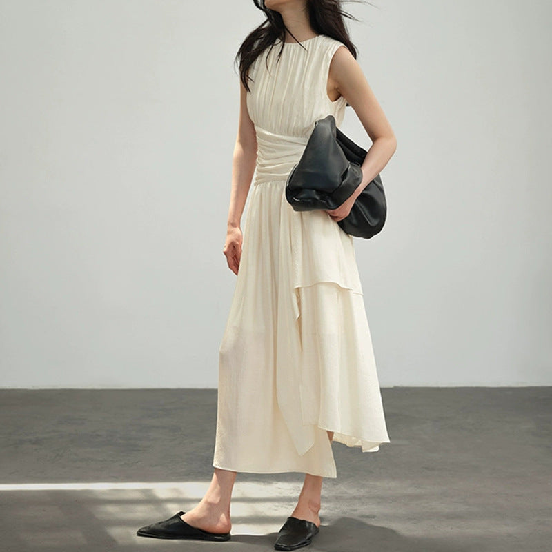 Asymmetric pleated dress