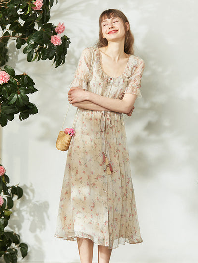 Mulberry silk floral dress