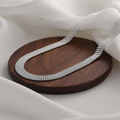 Five row thick chain silver necklace