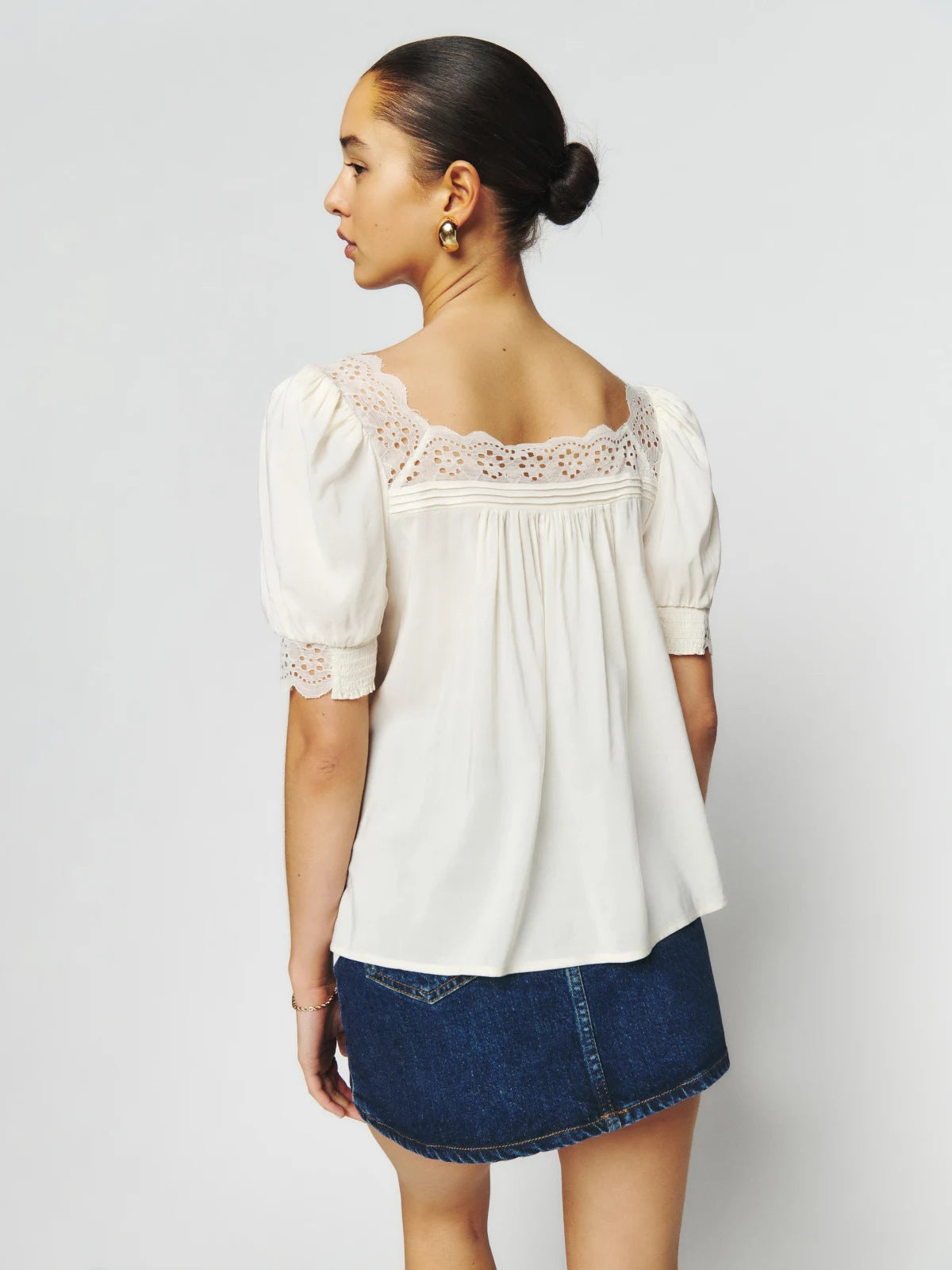 lace bubble short sleeved shirt