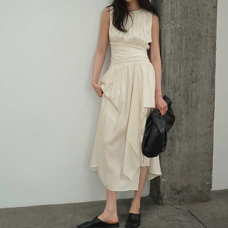 Asymmetric pleated dress