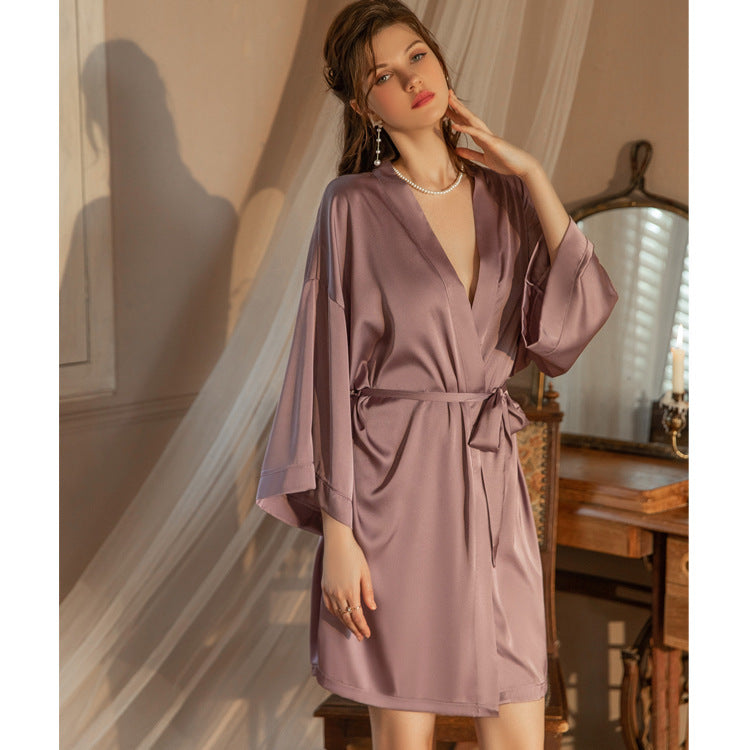 Loose ice silk sexy nightgown