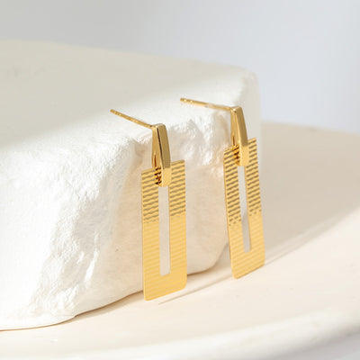 Rectangle sterling silver earrings