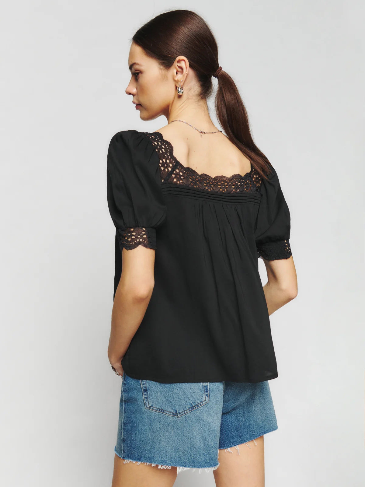 lace bubble short sleeved shirt