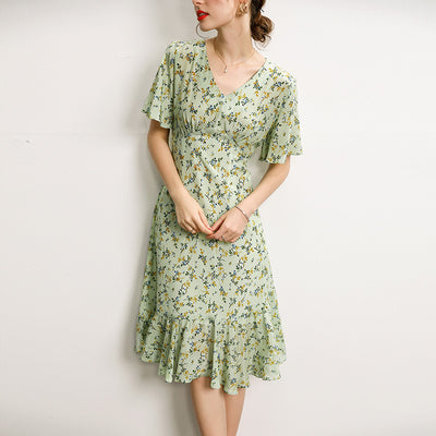 Mulberry silk floral dress