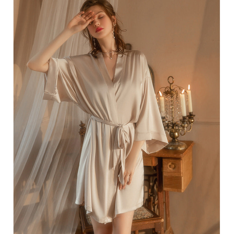 Loose ice silk sexy nightgown