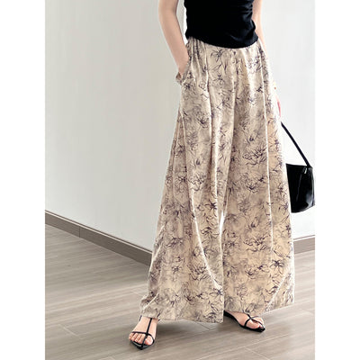 Ink printed wide leg pants