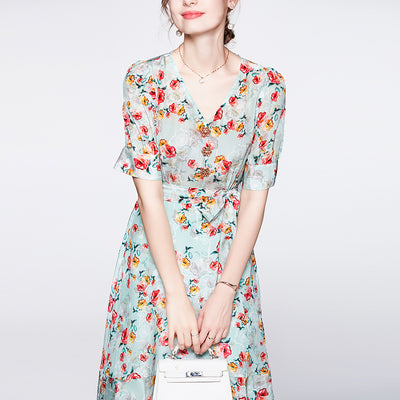 Mulberry silk v-neck dress
